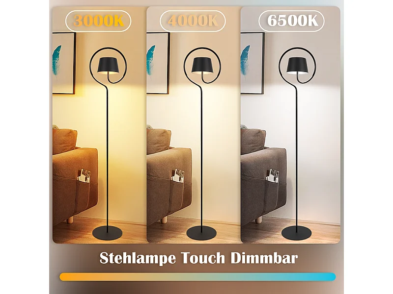 NETTLIFE Lampadaire LED salon dimmable 120cm : lampadaire solaire extérieur avec batterie rechargeable USB-C lampadaire sans fil hauteur réglable