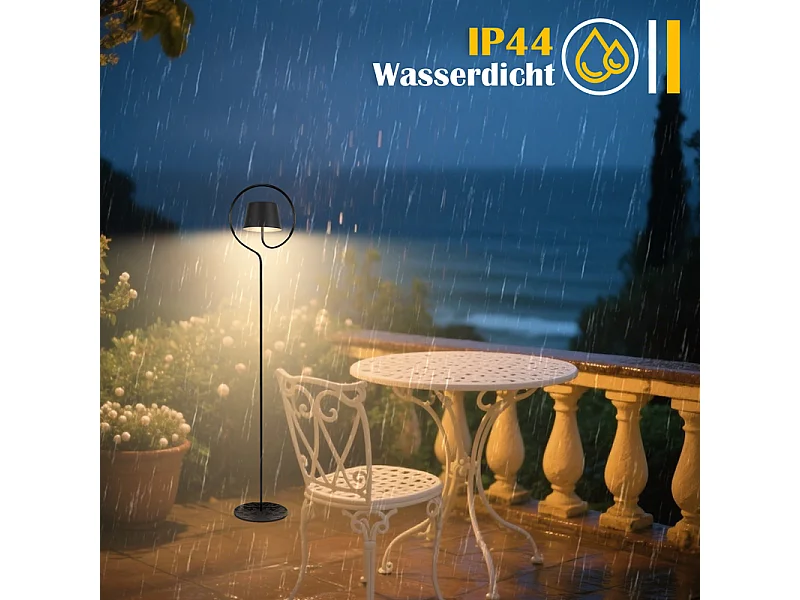 NETTLIFE Lampadaire LED salon dimmable 120cm : lampadaire solaire extérieur avec batterie rechargeable USB-C lampadaire sans fil hauteur réglable