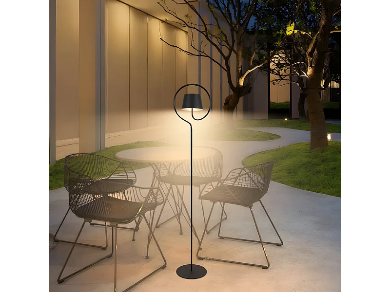 NETTLIFE Lampadaire LED salon dimmable 120cm : lampadaire solaire extérieur avec batterie rechargeable USB-C lampadaire sans fil hauteur réglable
