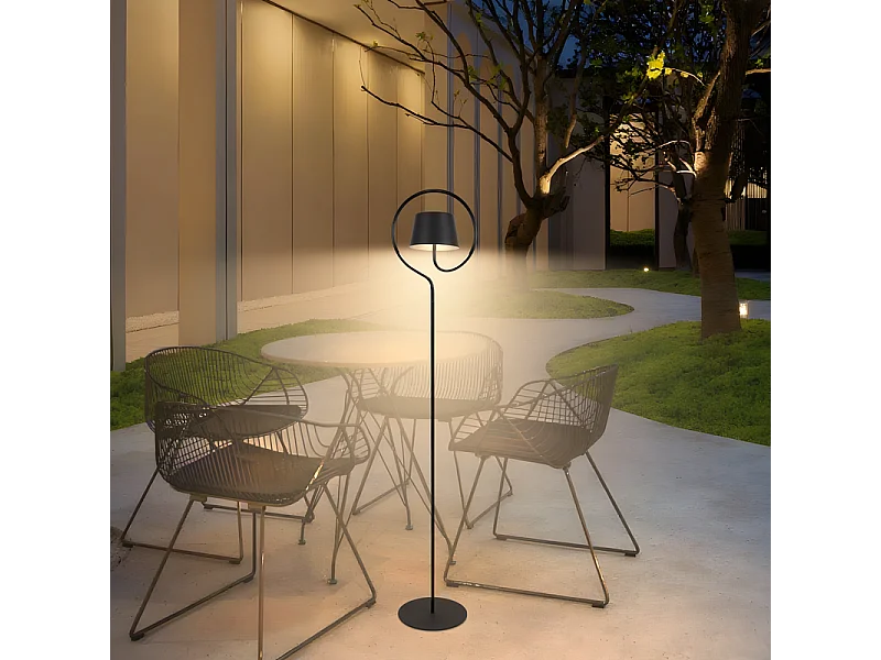 NETTLIFE Lampadaire LED salon dimmable 120cm : lampadaire solaire extérieur avec batterie rechargeable USB-C lampadaire sans fil hauteur réglable