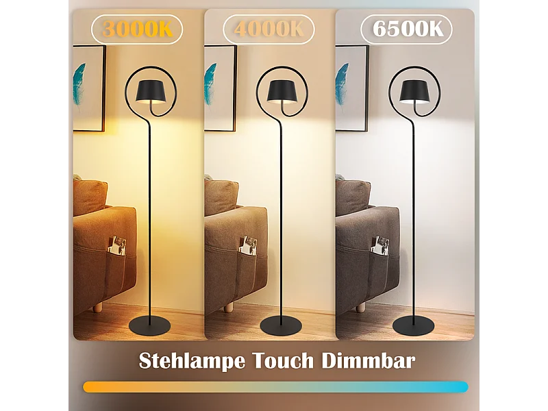 NETTLIFE Lampadaire LED salon dimmable 120cm : lampadaire solaire extérieur avec batterie rechargeable USB-C lampadaire sans fil hauteur réglable