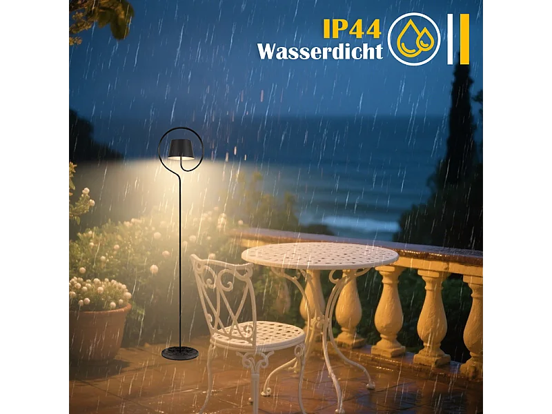 NETTLIFE Lampadaire LED salon dimmable 120cm : lampadaire solaire extérieur avec batterie rechargeable USB-C lampadaire sans fil hauteur réglable