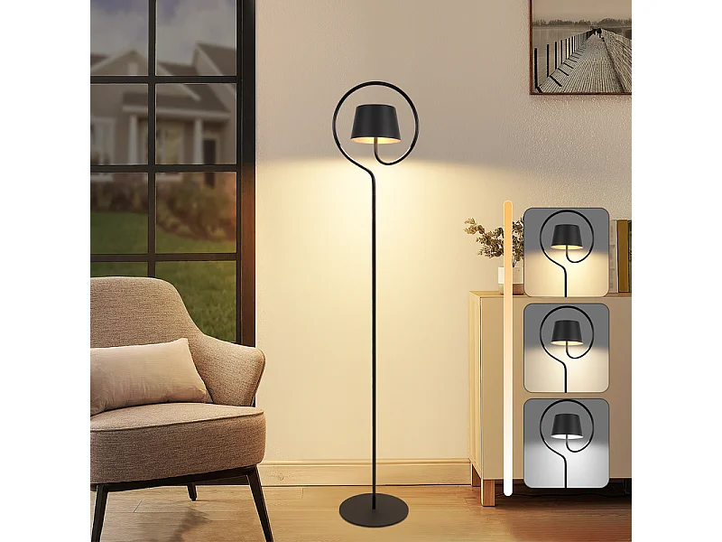 NETTLIFE Lampadaire LED salon dimmable 120cm : lampadaire solaire extérieur avec batterie rechargeable USB-C lampadaire sans fil hauteur réglable