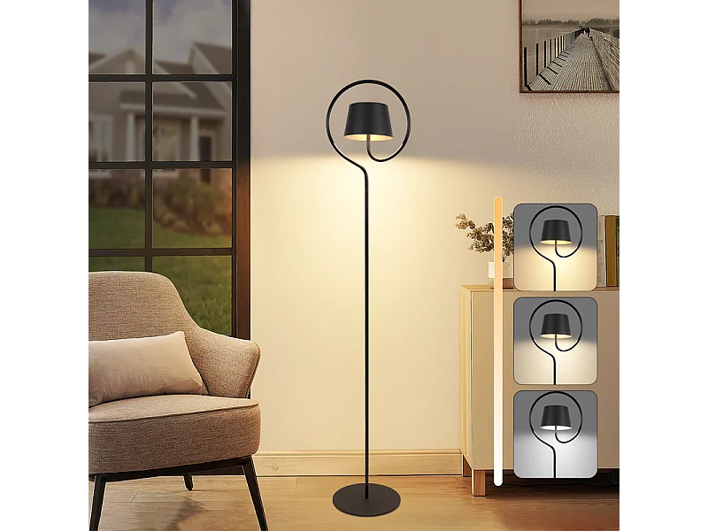 NETTLIFE Lampadaire LED salon dimmable 120cm : lampadaire solaire extérieur avec batterie rechargeable USB-C lampadaire sans fil hauteur réglable