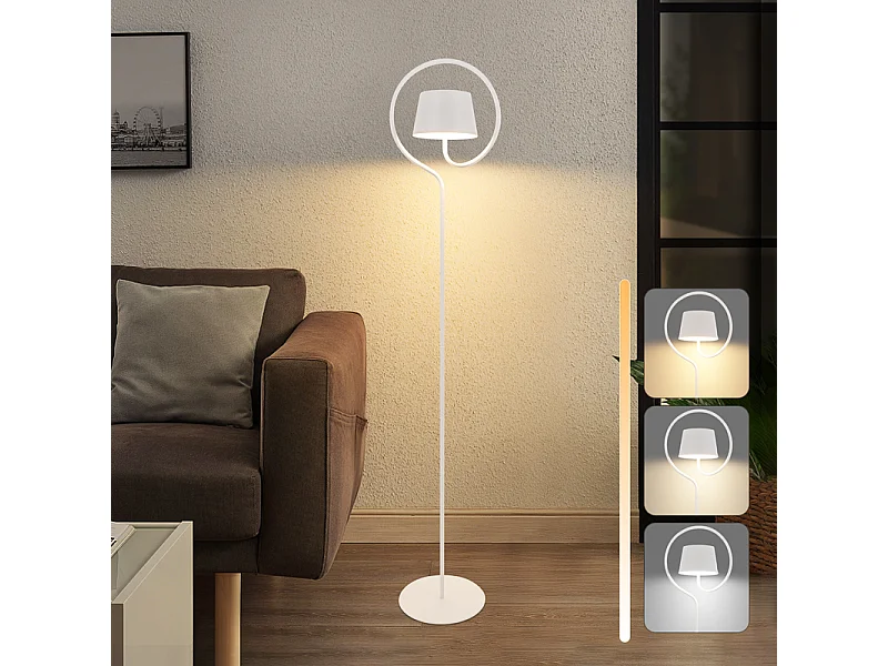 Lampadaire solaire d'extérieur NETTLIFE 120 cm à intensité variable : lampadaire LED pour salon avec batterie rechargeable USB-C, blanc, sans fil