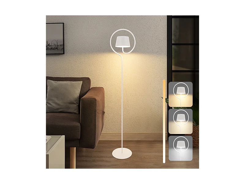 Lampadaire solaire d'extérieur NETTLIFE 120 cm à intensité variable : lampadaire LED pour salon avec batterie rechargeable USB-C, blanc, sans fil