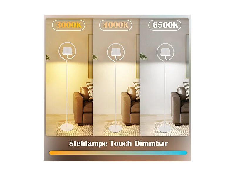 Lampadaire solaire d'extérieur NETTLIFE 120 cm à intensité variable : lampadaire LED pour salon avec batterie rechargeable USB-C, blanc, sans fil