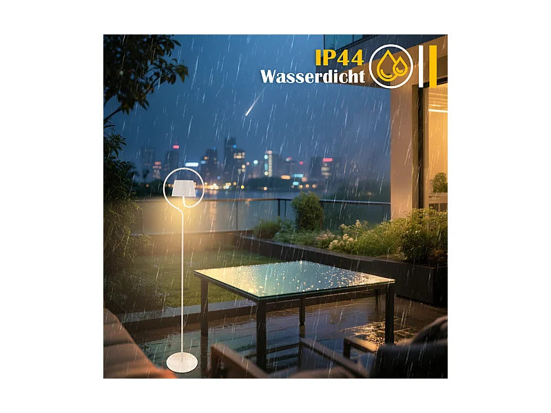 Lampadaire solaire d'extérieur NETTLIFE 120 cm à intensité variable : lampadaire LED pour salon avec batterie rechargeable USB-C, blanc, sans fil