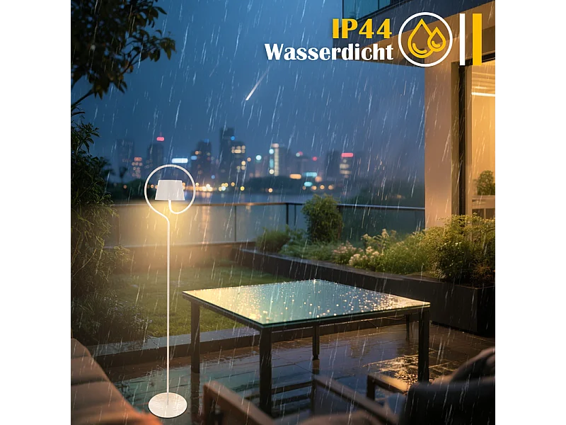 Lampadaire solaire d'extérieur NETTLIFE 120 cm à intensité variable : lampadaire LED pour salon avec batterie rechargeable USB-C, blanc, sans fil