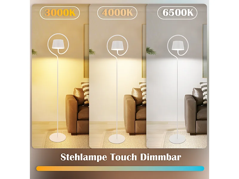 Lampadaire solaire d'extérieur NETTLIFE 120 cm à intensité variable : lampadaire LED pour salon avec batterie rechargeable USB-C, blanc, sans fil