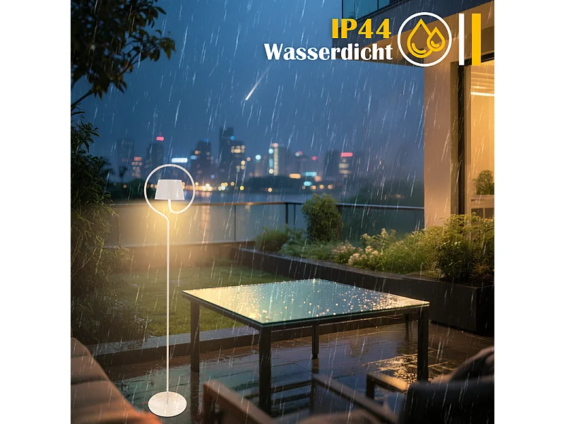Lampadaire solaire d'extérieur NETTLIFE 120 cm à intensité variable : lampadaire LED pour salon avec batterie rechargeable USB-C, blanc, sans fil