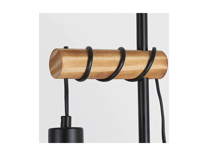 NETTLIFE Lampadaire de salon en bois Lampe de sol vintage : Lampe de salon noire Lampadaire sur pied au Douille E27 146 cm (sans ampoule)