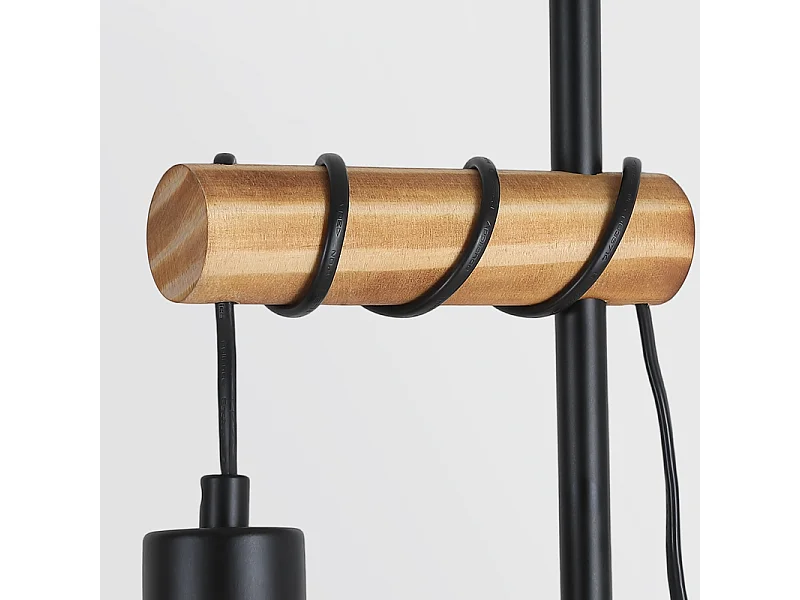 NETTLIFE Lampadaire de salon en bois Lampe de sol vintage : Lampe de salon noire Lampadaire sur pied au Douille E27 146 cm (sans ampoule)