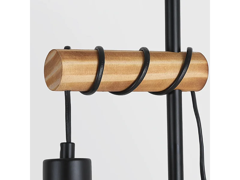 NETTLIFE Lampadaire de salon en bois Lampe de sol vintage : Lampe de salon noire Lampadaire sur pied au Douille E27 146 cm (sans ampoule)