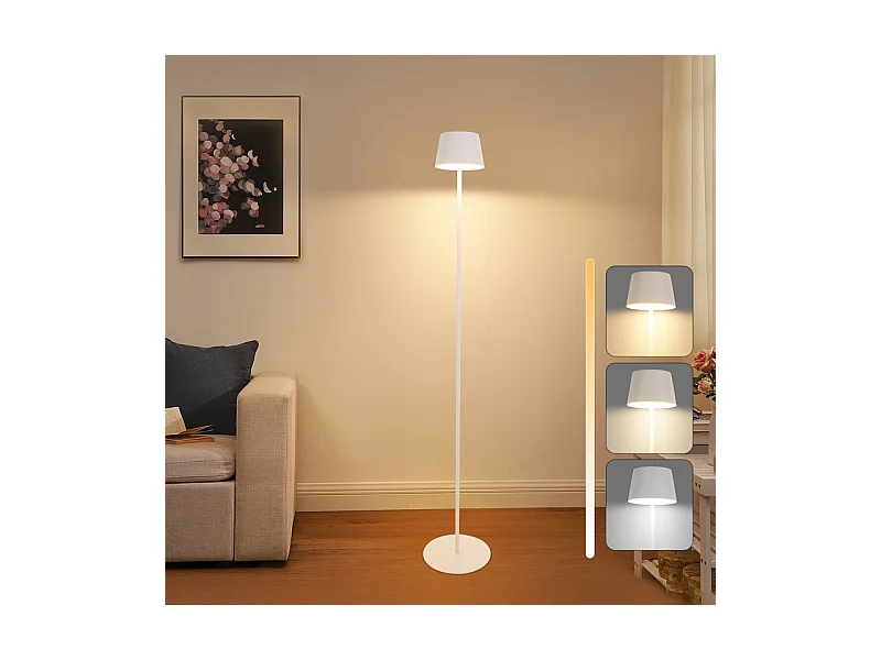 Lampadaire solaire d'extérieur NETTLIFE 120 cm : Lampadaire LED à intensité variable avec batterie rechargeable USB-C, blanc, hauteur réglable
