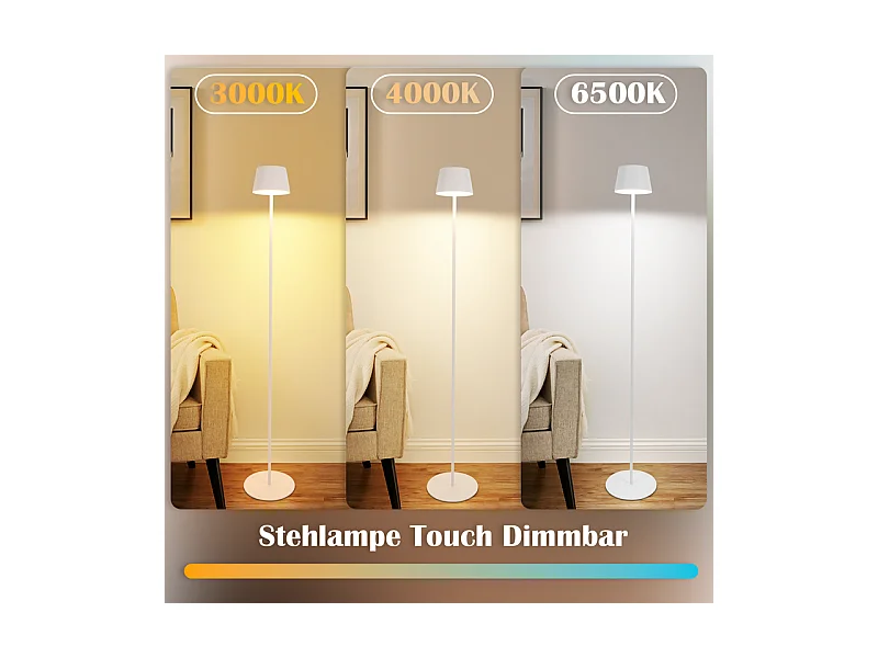 Lampadaire solaire d'extérieur NETTLIFE 120 cm : Lampadaire LED à intensité variable avec batterie rechargeable USB-C, blanc, hauteur réglable