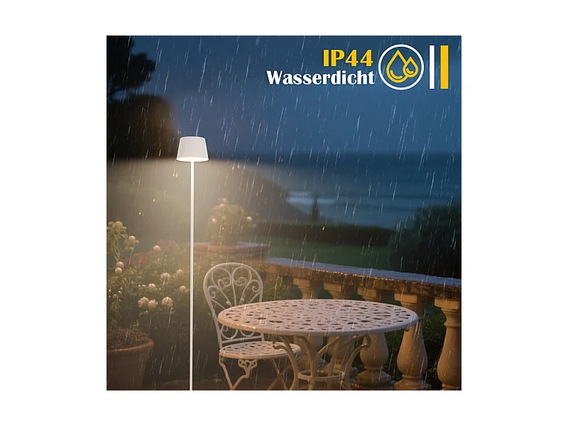 Lampadaire solaire d'extérieur NETTLIFE 120 cm : Lampadaire LED à intensité variable avec batterie rechargeable USB-C, blanc, hauteur réglable