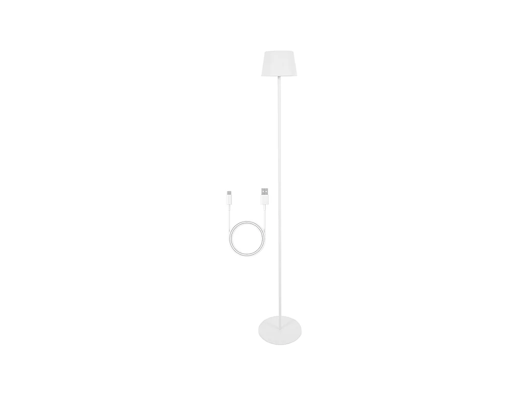 Lampadaire solaire d'extérieur NETTLIFE 120 cm : Lampadaire LED à intensité variable avec batterie rechargeable USB-C, blanc, hauteur réglable