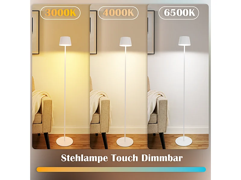 Lampadaire solaire d'extérieur NETTLIFE 120 cm : Lampadaire LED à intensité variable avec batterie rechargeable USB-C, blanc, hauteur réglable