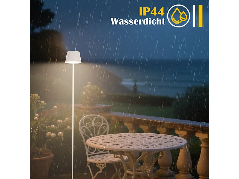 Lampadaire solaire d'extérieur NETTLIFE 120 cm : Lampadaire LED à intensité variable avec batterie rechargeable USB-C, blanc, hauteur réglable