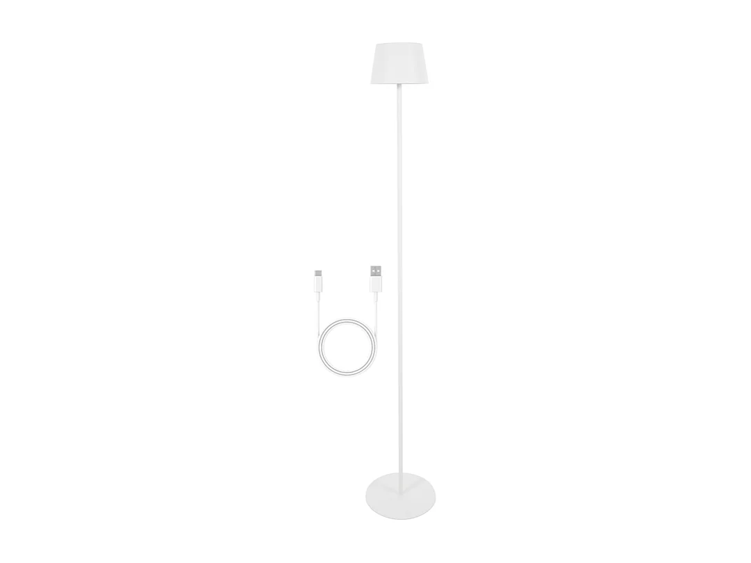 Lampadaire solaire d'extérieur NETTLIFE 120 cm : Lampadaire LED à intensité variable avec batterie rechargeable USB-C, blanc, hauteur réglable