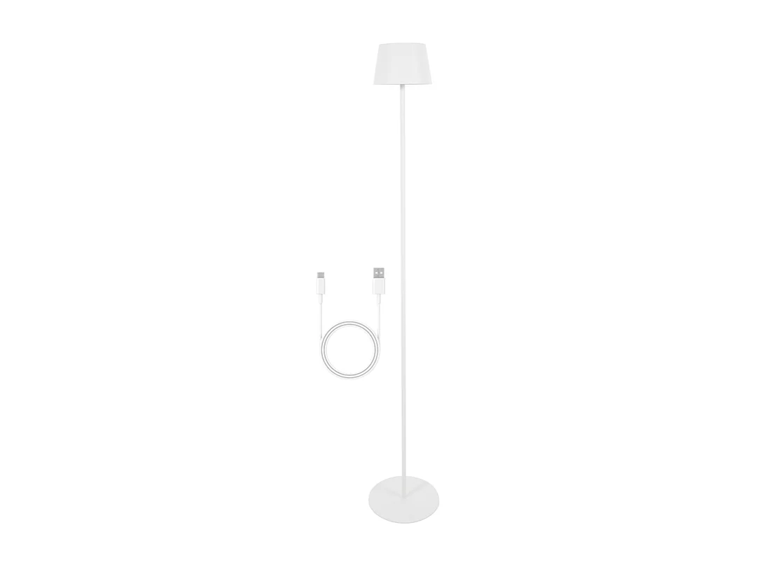 Lampadaire solaire d'extérieur NETTLIFE 120 cm : Lampadaire LED à intensité variable avec batterie rechargeable USB-C, blanc, hauteur réglable
