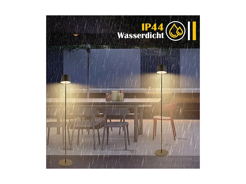 Lampadaire LED NETTLIFE salon 120cm : Lampadaire solaire extérieur tactile dimmable 3000K-6500K avec batterie rechargeable USB-C hauteur réglable