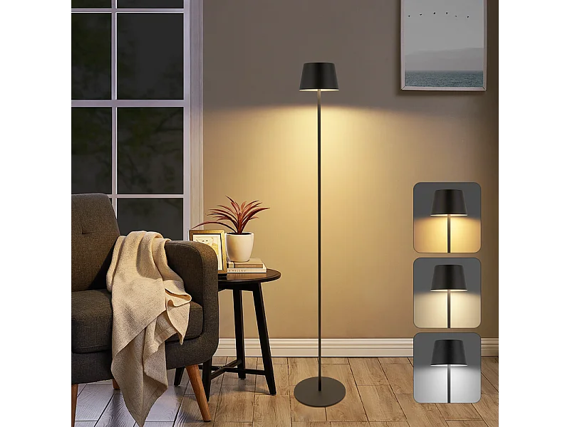 NETTLIFE LED Stehleuchte Wohnzimmer 120cm: Outdoor Solar Stehleuchte Touch dimmbar 3000K-6500K mit USB-C Akku höhenverstellbar