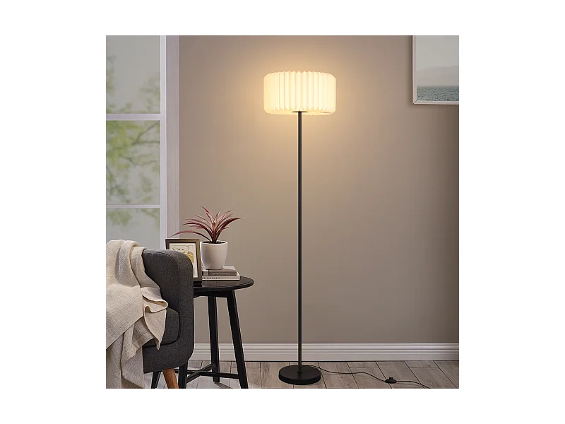 NETTLIFE Lampadaire vintage lampadaire salon - lampadaire abat-jour papier blanc lampadaire salon lampe G9