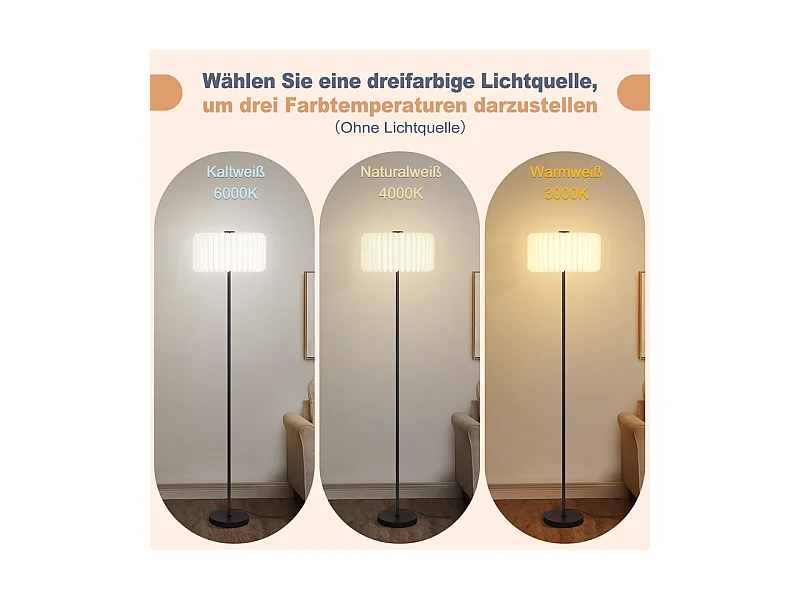 NETTLIFE Lampadaire vintage lampadaire salon - lampadaire abat-jour papier blanc lampadaire salon lampe G9