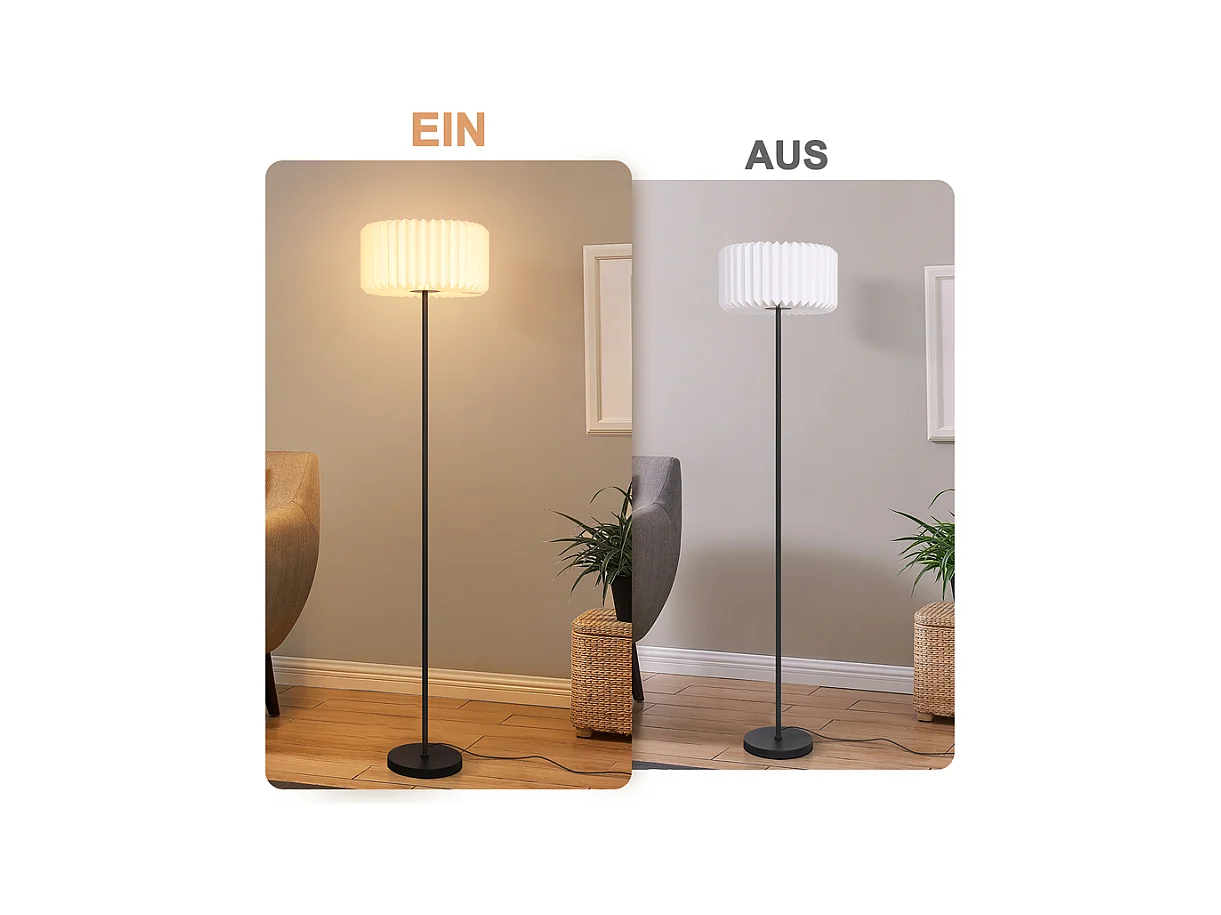 NETTLIFE Lampadaire vintage lampadaire salon - lampadaire abat-jour papier blanc lampadaire salon lampe G9