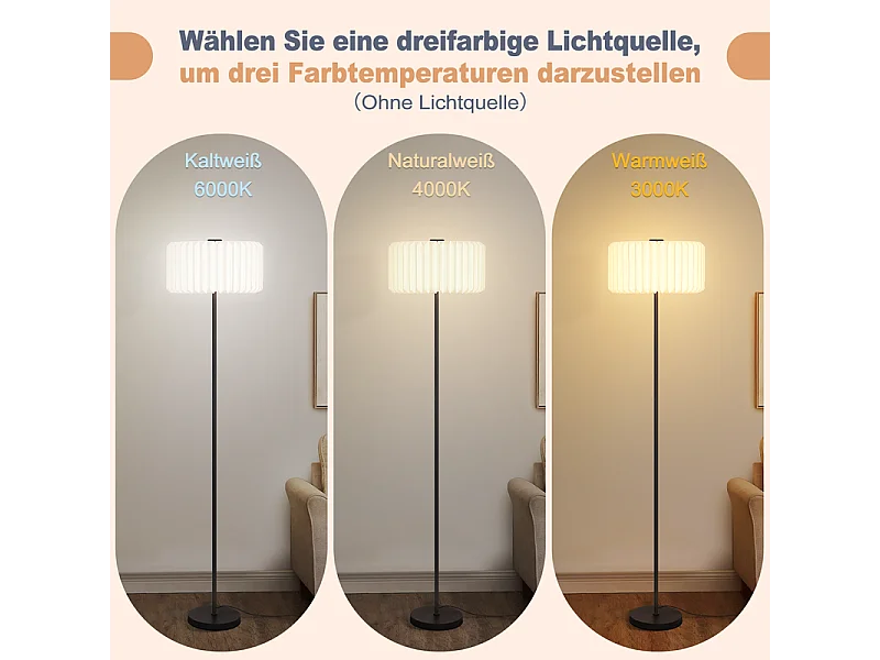 NETTLIFE Lampadaire vintage lampadaire salon - lampadaire abat-jour papier blanc lampadaire salon lampe G9