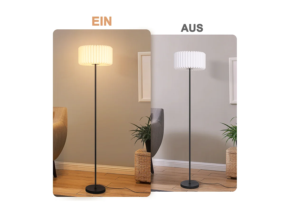 NETTLIFE Lampadaire vintage lampadaire salon - lampadaire abat-jour papier blanc lampadaire salon lampe G9