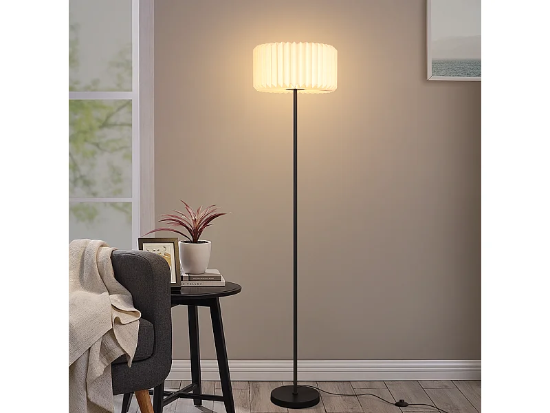 NETTLIFE Lampadaire vintage lampadaire salon - lampadaire abat-jour papier blanc lampadaire salon lampe G9