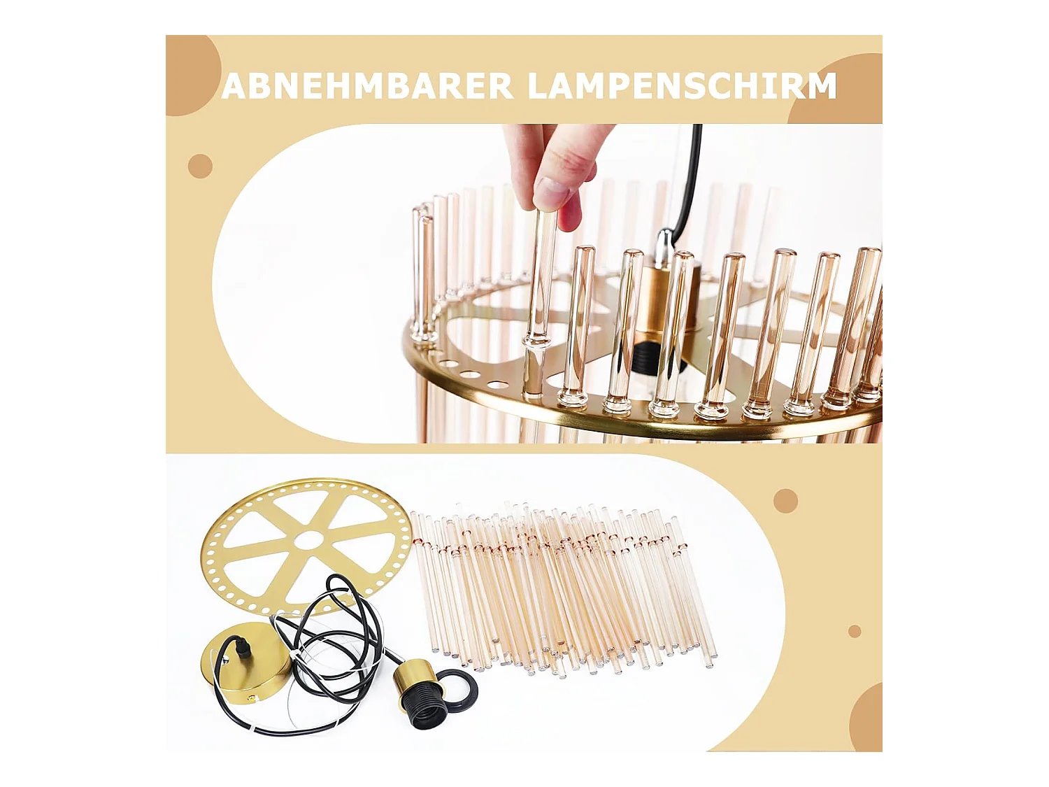 Nettlife Suspension Dorée Rétro, Lampe Verre, Douille E27, Ø 30 cm, pour Cuisine et Café (sans ampoule).