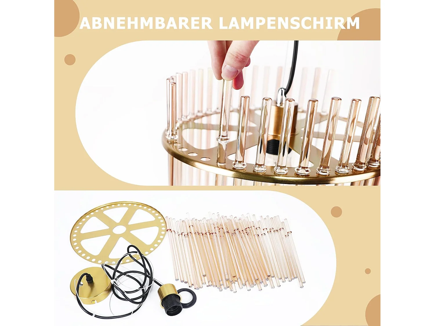 Nettlife Suspension Dorée Rétro, Lampe Verre, Douille E27, Ø 30 cm, pour Cuisine et Café (sans ampoule).