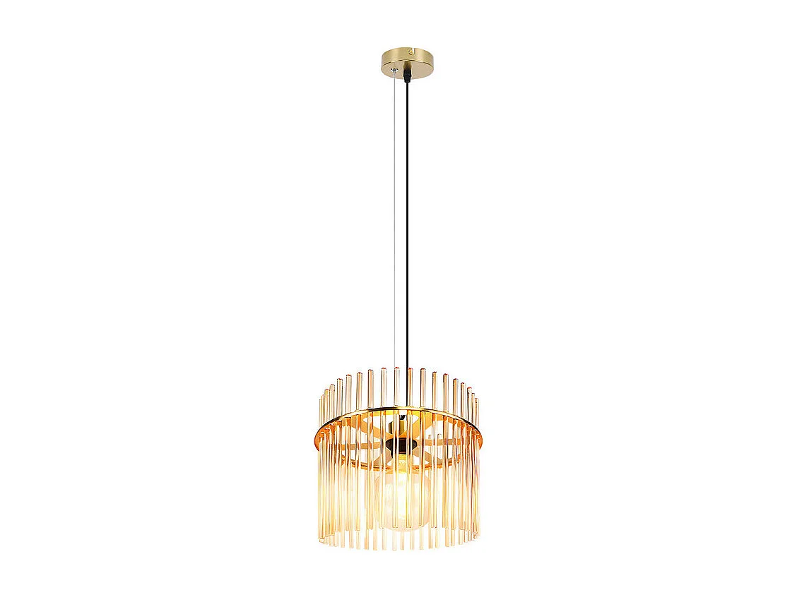 Lampa wisząca Nettlife Retro Gold, szklana, z gniazdem E27, Ø 30 cm, do kuchni i kawiarni (żarówka nie jest dołączona).