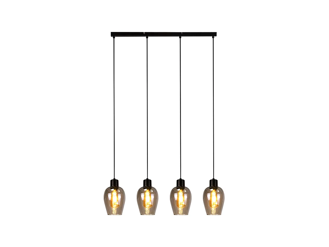 Suspension NETTLIFE noire pour table à manger - Suspension E27 à flamme unique en verre fumé vintage pour cuisine, chambre, sans source lumineuse