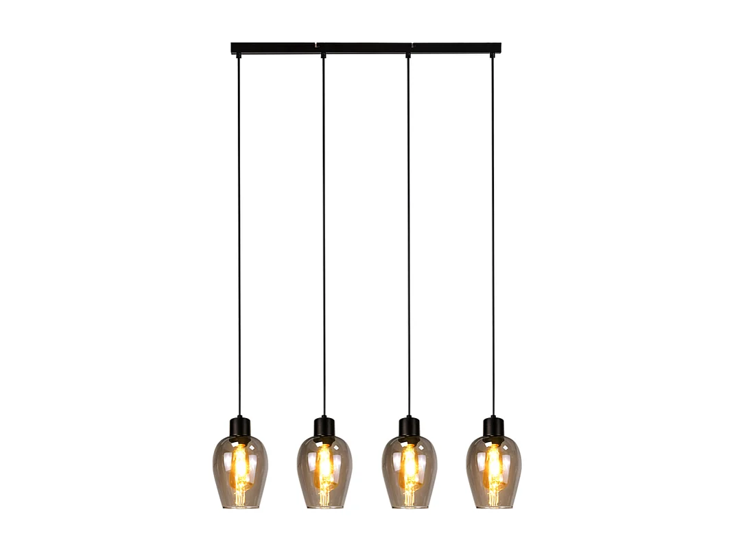 Suspension NETTLIFE noire pour table à manger - Suspension E27 à flamme unique en verre fumé vintage pour cuisine, chambre, sans source lumineuse