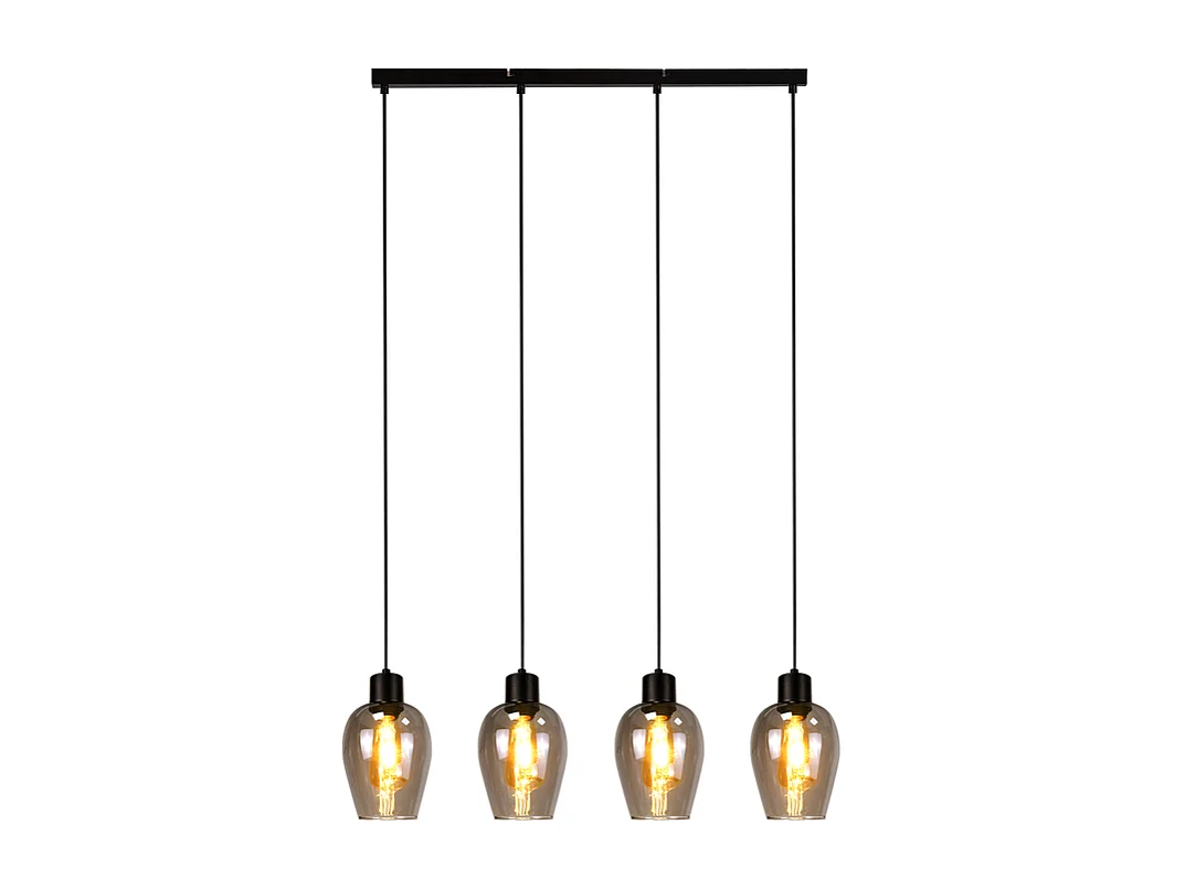 Suspension NETTLIFE noire pour table à manger - Suspension E27 à flamme unique en verre fumé vintage pour cuisine, chambre, sans source lumineuse