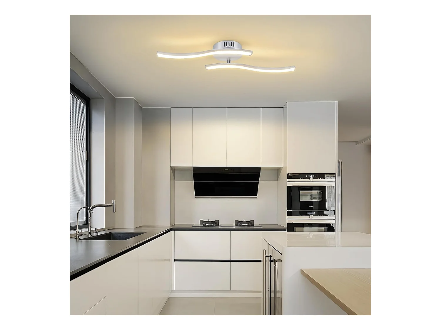 Nettlife Plafonnier LED Argenté, 12W Lampe de Plafond Design Vague Moderne, 3000K Blanc Chaud, Luminaire pour Salon, Chambre, Cuisine, Couloir.