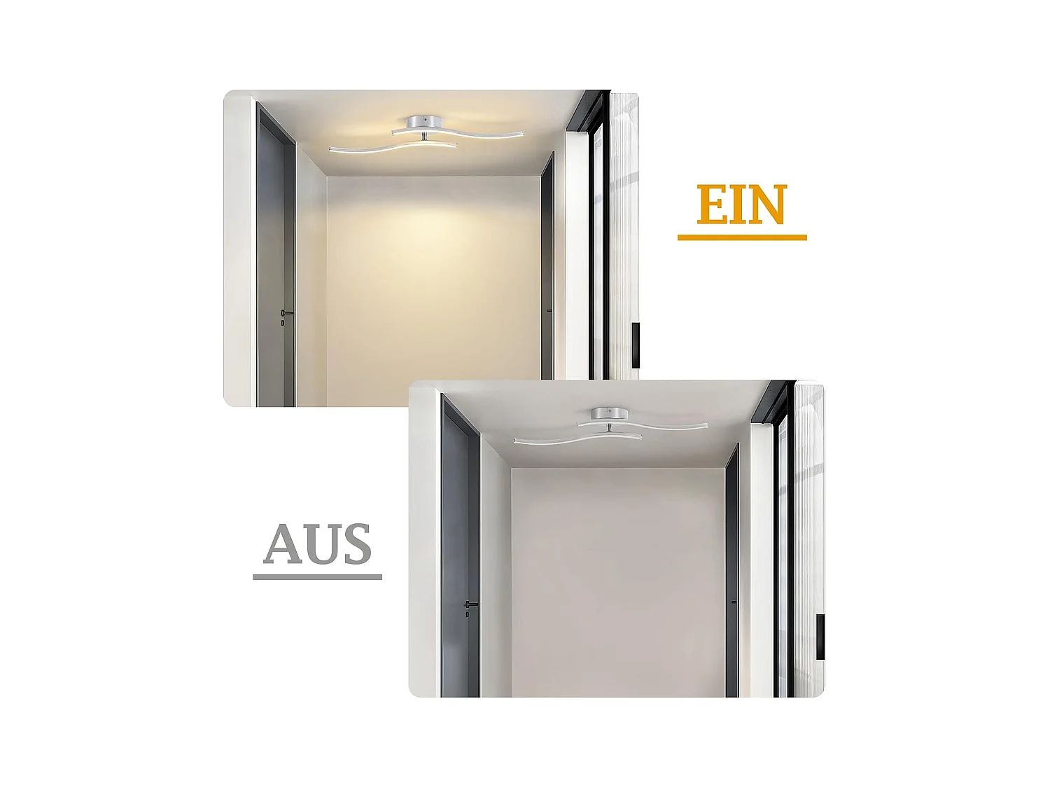 Nettlife Plafonnier LED Argenté, 12W Lampe de Plafond Design Vague Moderne, 3000K Blanc Chaud, Luminaire pour Salon, Chambre, Cuisine, Couloir.