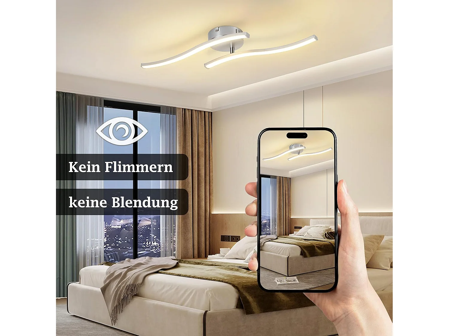 Lampa sufitowa LED Nettlife Silver, 12 W, nowoczesna lampa sufitowa o falistym designie, 3000 K, ciepła biel, oprawa oświetleniowa do salonu, sypialni