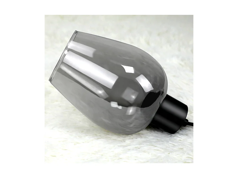 Suspension Nettlife noire pour table à manger - Lampe suspendue E27 à flamme unique en verre fumé vintage sans source lumineuse