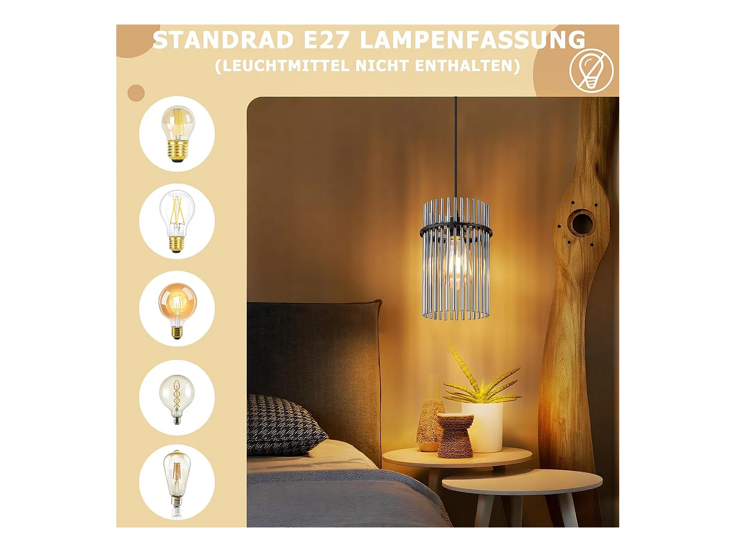 Nettlife Suspension Luminaire Noire, Lampe Pendante en Verre avec Douille E27, 1-flamme, Ø 16 cm, pour Table à Manger, Chambre (sans ampoule)