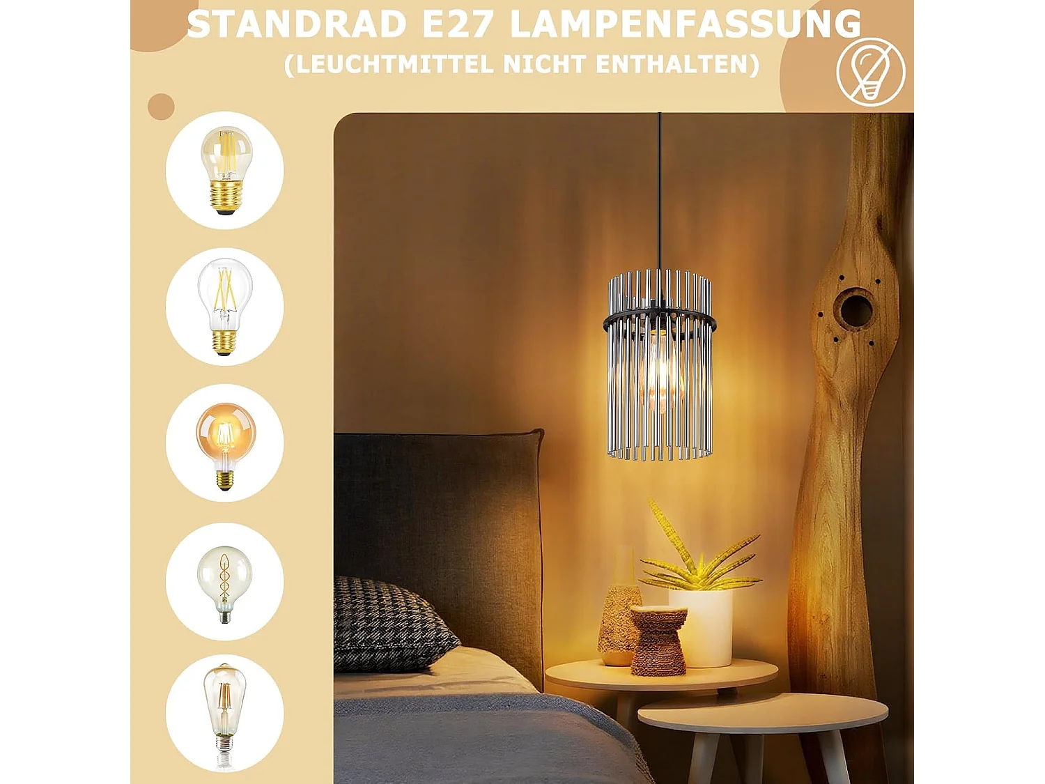 Nettlife Suspension Luminaire Noire, Lampe Pendante en Verre avec Douille E27, 1-flamme, Ø 16 cm, pour Table à Manger, Chambre (sans ampoule)