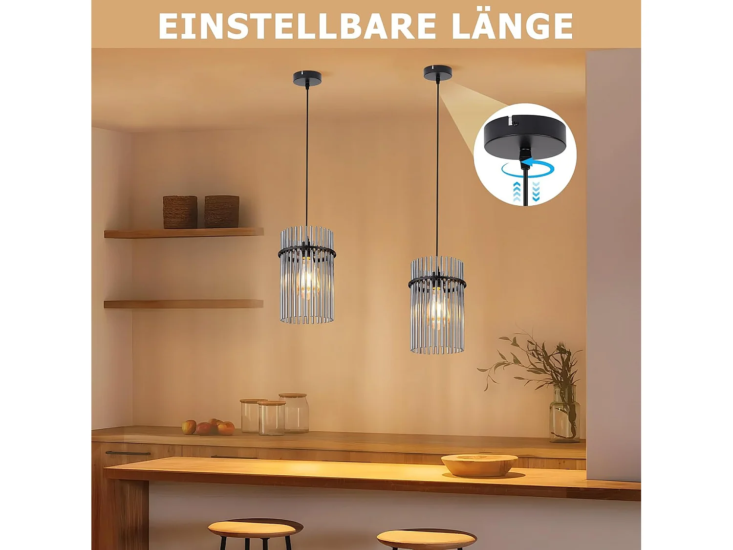 Nettlife Suspension Luminaire Noire, Lampe Pendante en Verre avec Douille E27, 1-flamme, Ø 16 cm, pour Table à Manger, Chambre (sans ampoule)