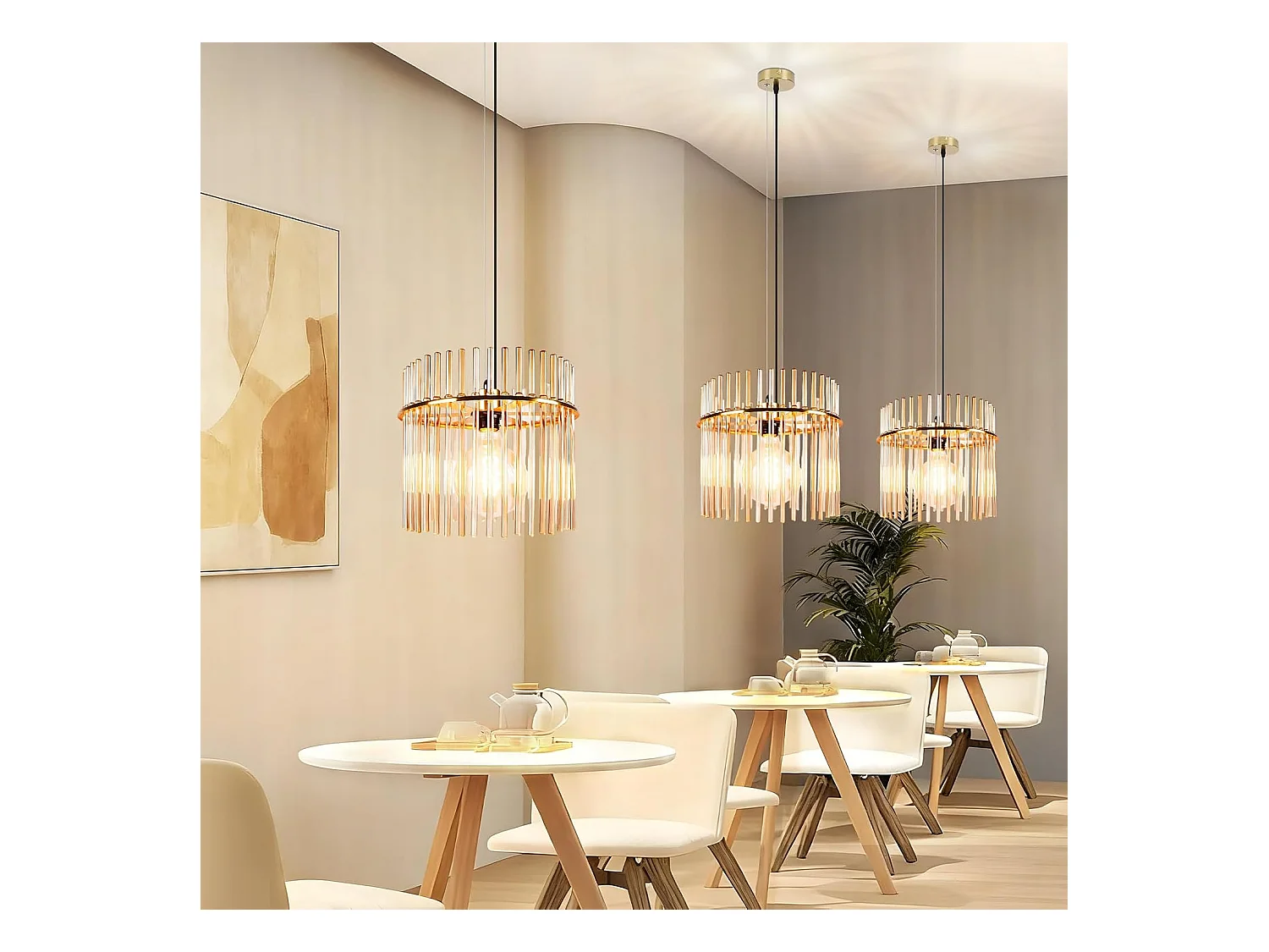 Suspension Nettlife 1 flamme suspension table à manger - lampe suspendue verre E27 lampe de table à manger suspendue or rétro Ø 30 cm (sans ampoule)