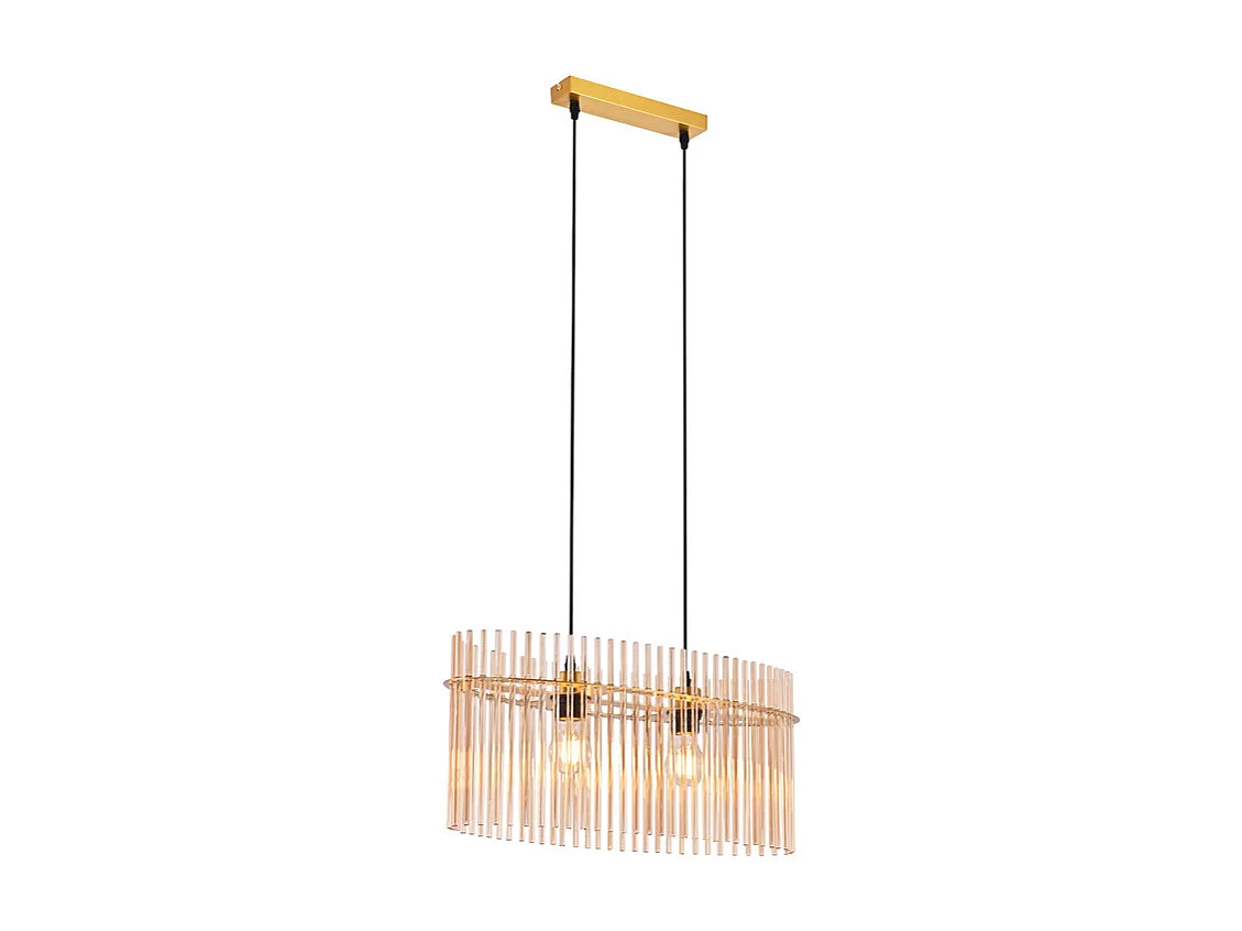 Nettlife 1-vlams hanglamp eettafel hanglamp - glazen hanglamp E27 retro goud hanglamp eettafel Ø 30 cm (zonder lamp)