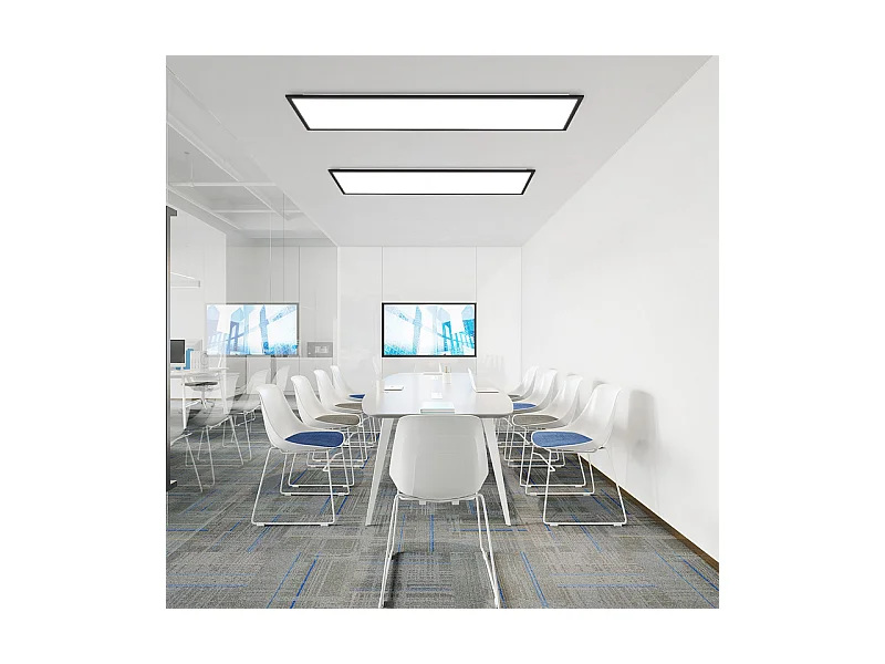 Panneau LED NETTLIFE 120 x 30 cm, intensité variable, plafonnier plat et long, couleur RVB, avec télécommande, 36 W, noir, rectangulaire